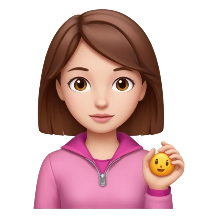 pink wearing girl with brown hair sticker