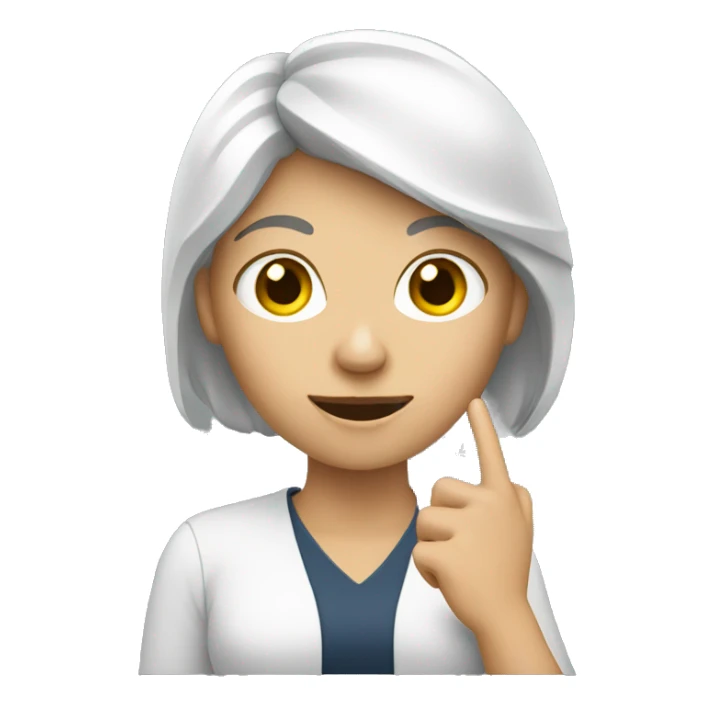 white woman holding phone to viewer. sticker