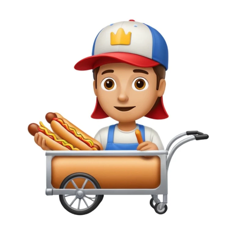 hotdog seller in New York with cart sticker