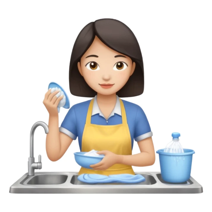 aisan Woman washing dishes sticker