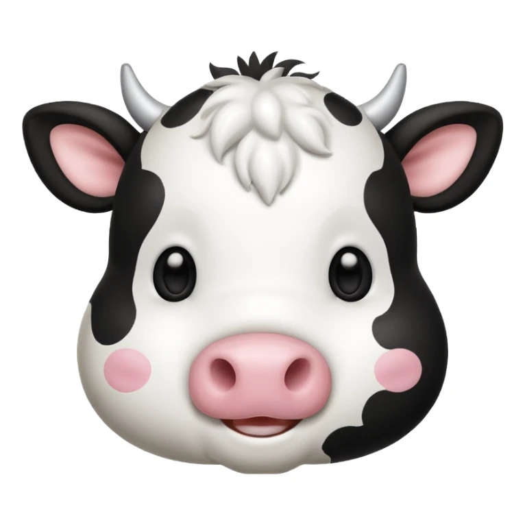 simple kawaii cow face, very simple dot eyes, vey big pupils sticker