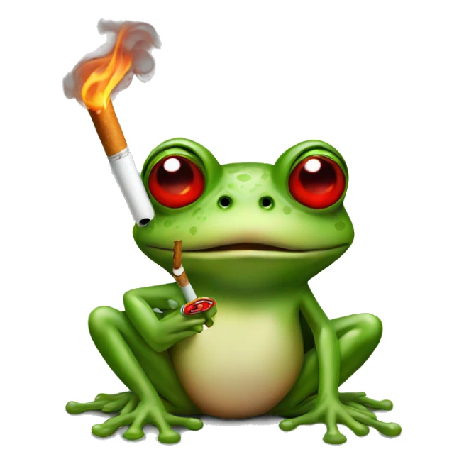 Frog with red eyes holding a cigarette  sticker