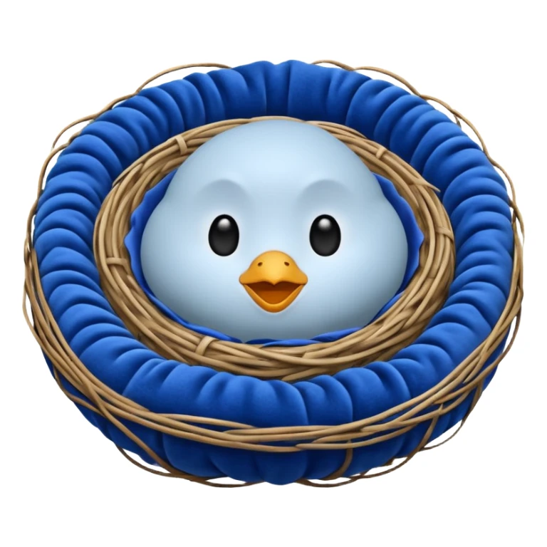 Nest made with blue velvet fabric sticker