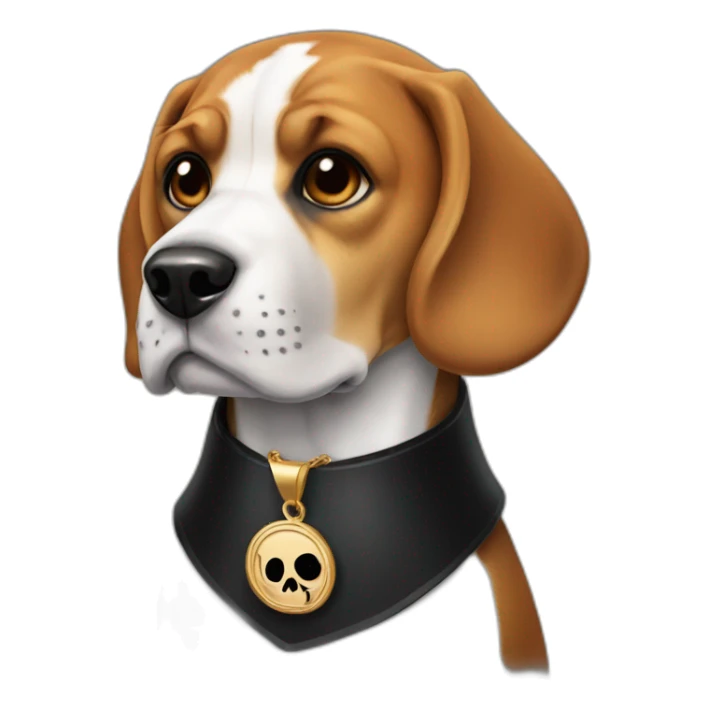 beagle with black collar and skull medallion  sticker