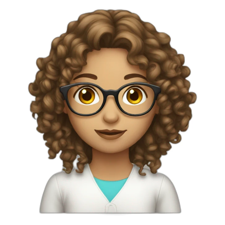 arabian long curly brown hair glasses girl sticker