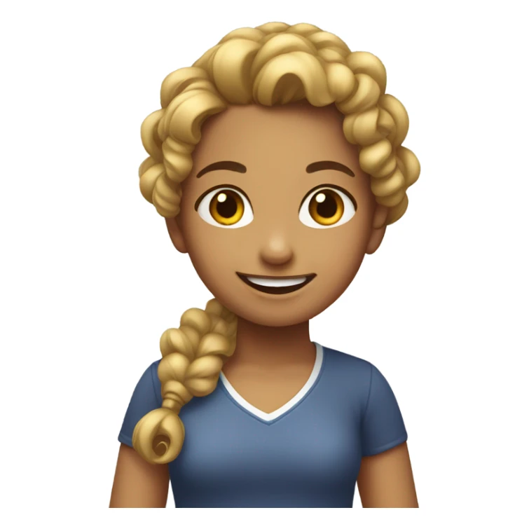 smiling girl with curly ponytail sticker