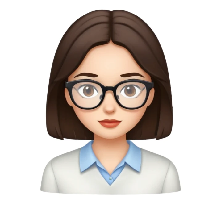 brunette girl with glasses sticker