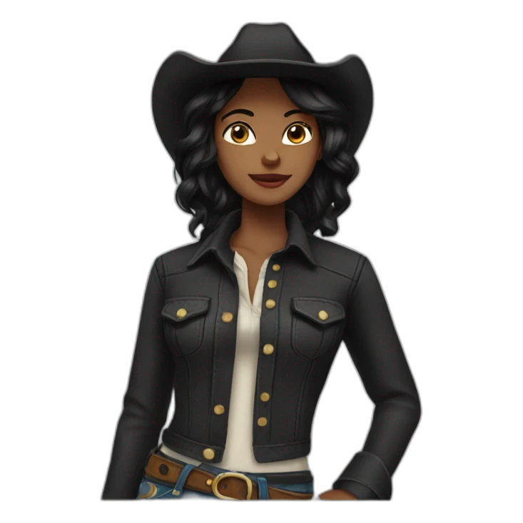 cowgirl straight black hair sticker