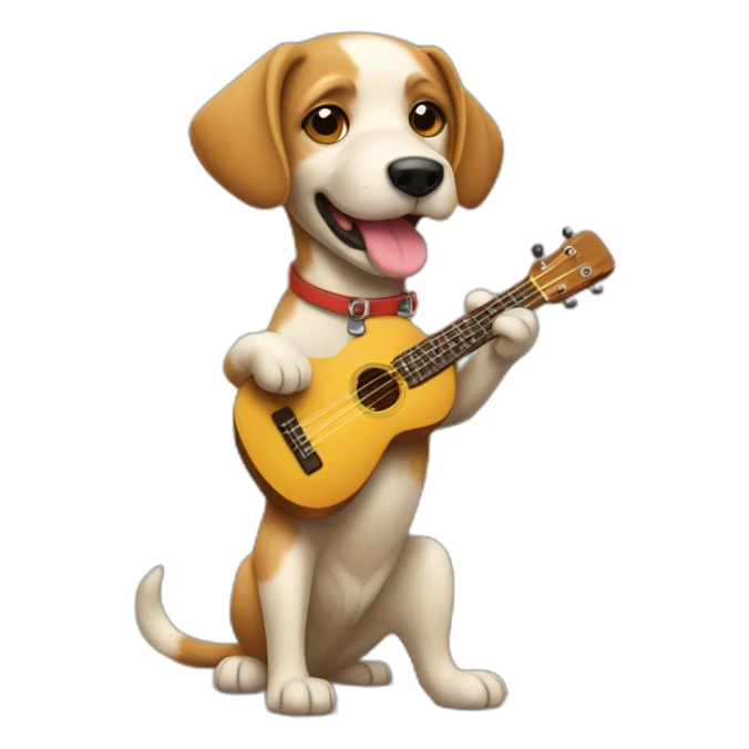 chien debout qui fait du ukelele sticker