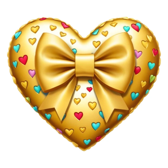 heart with a desert, gold bow with heart pattern on the bow sticker