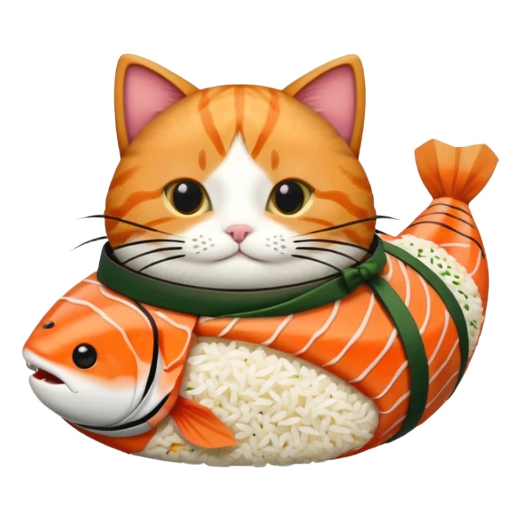 cat dressed as a piece of sushi sticker