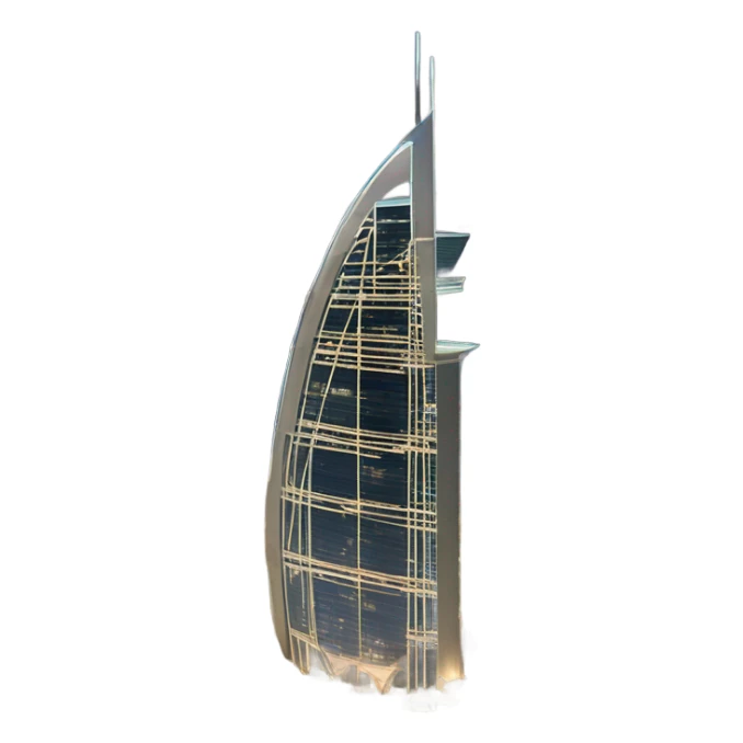 Dubai Tower at Night and Palms sticker