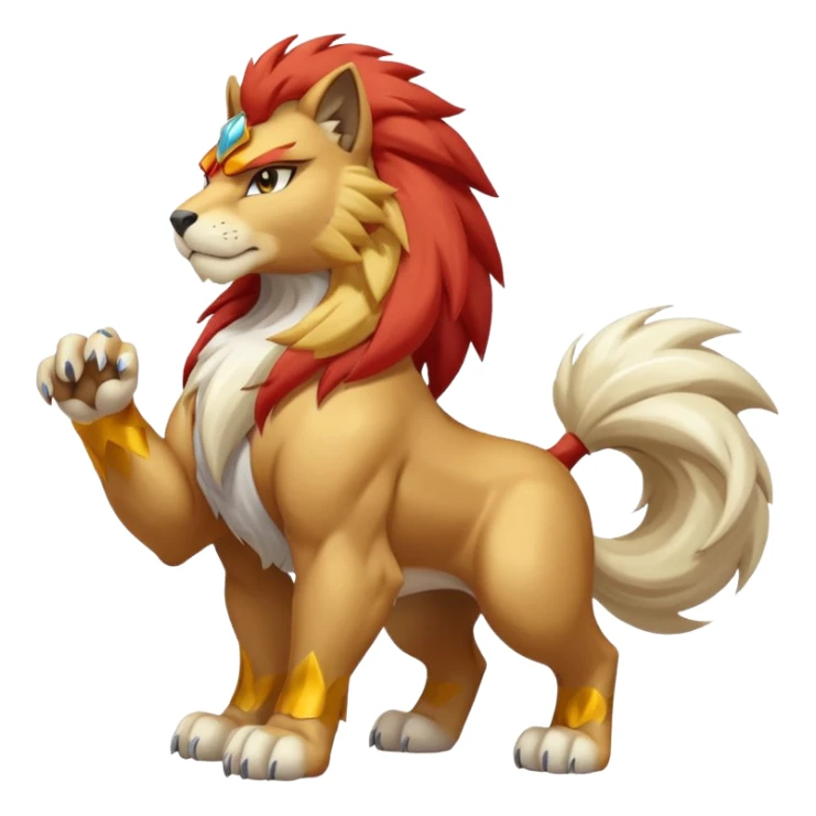 White Shiny Anthro Entei-feline-cat sticker