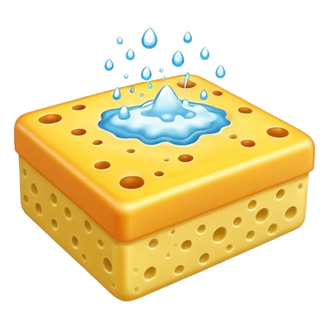 foam sponge object icon, soft sponge with soap foam, glossy wet look, 3D cartoon, mobile game icon style, centered, clean background, no text, no watermark

 sticker