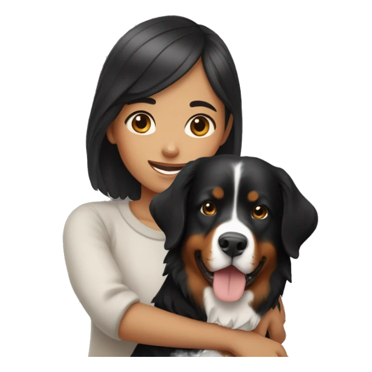 Asian girl with a Bernese Mountain Dog sticker