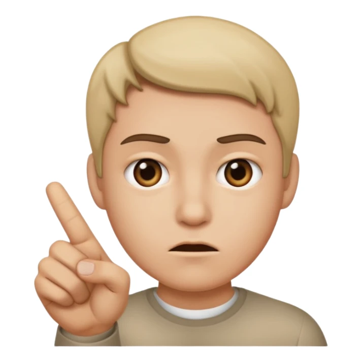 Emoji pointing behind itself with an unamused face sticker