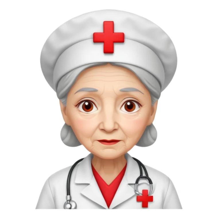 old woman nurse, red cross hat sticker