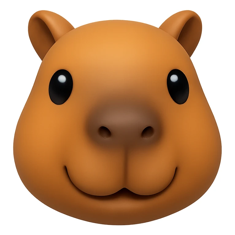 3D emoji of a capybara, cartoonish and friendly, with smooth shading sticker