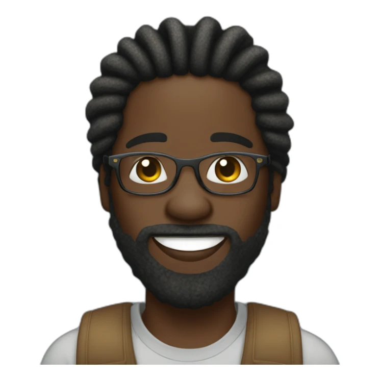 A dark skin african american man with clear glasses, and beard, and dreadlocks in two strand twists sticker