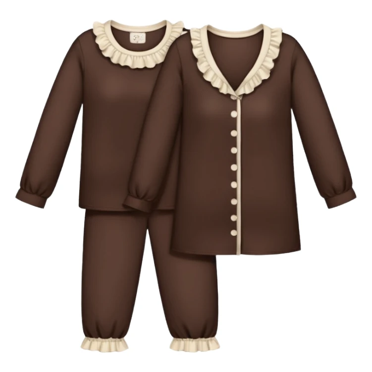  Dark brown pajamas with light cream ruffles  sticker