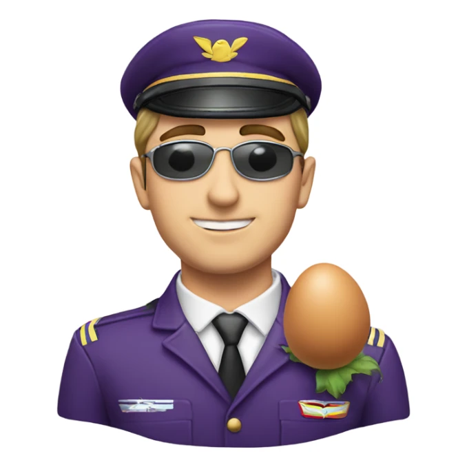 Caucasian male gay pilot kissing egg plant sticker