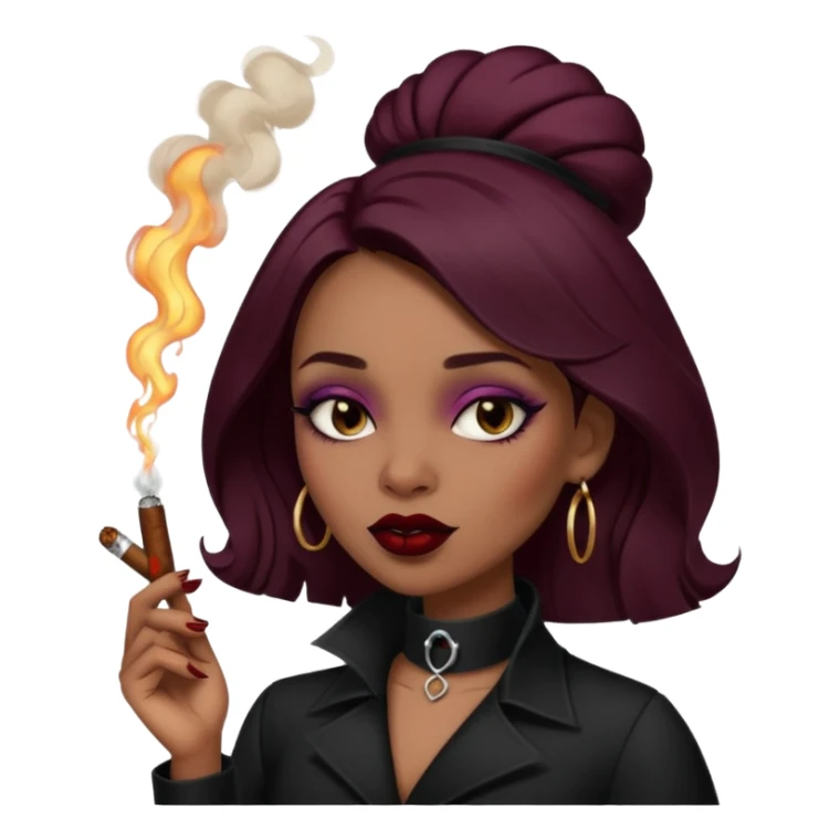gothic brown Girl Smoking cigar  sticker