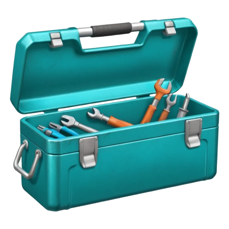 turquoise toolbox for plumber with wrench and screwdriver sticker