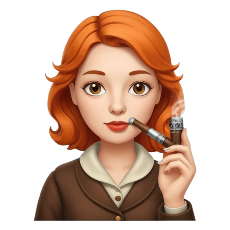 Woman smoking a pipe with a lighter  sticker