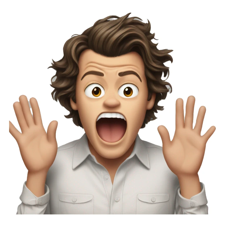 harry styles being shocked with hands in the air sticker