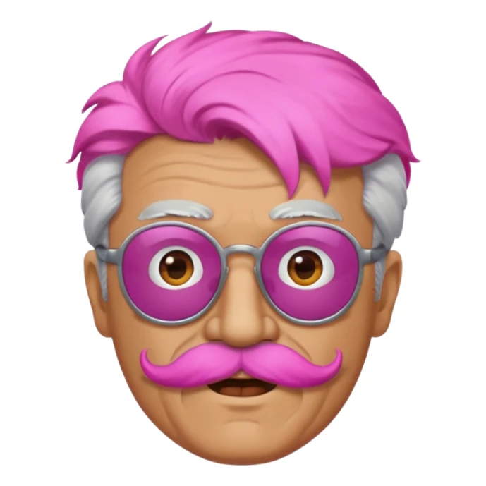 old guy with funny hair and dark shades and pink mustache sticker