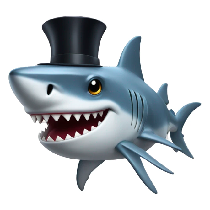 Shark with a top hat sticker