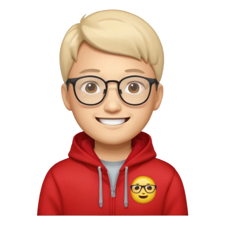cartoon face with glasses and red Harvard hoodie representing Ivan Zhang in emoji style sticker