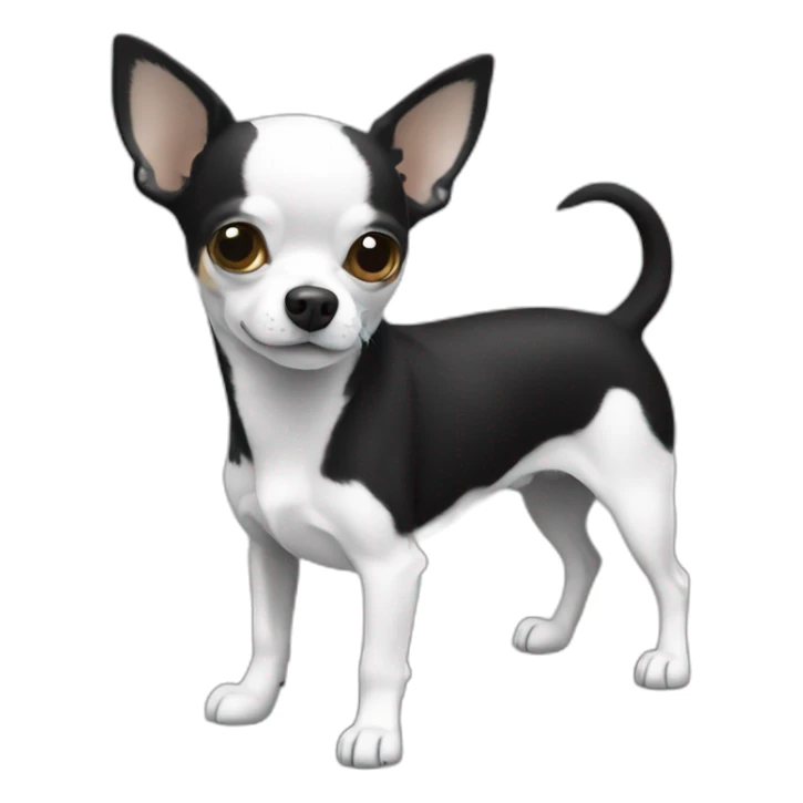 Chihuahua à poil long noir et blanc  sticker