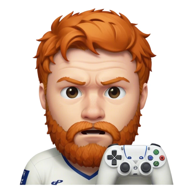 a ginger with beard looking like Ed Sheeran playing fifa on the playstation and is angry sticker