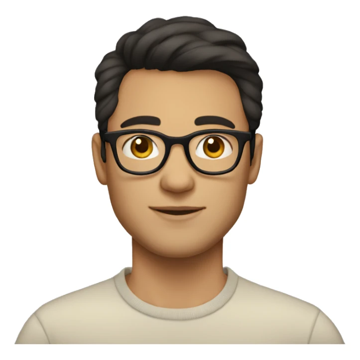 light skinned, handsome dark haired man with glasses wearing a pulover sticker