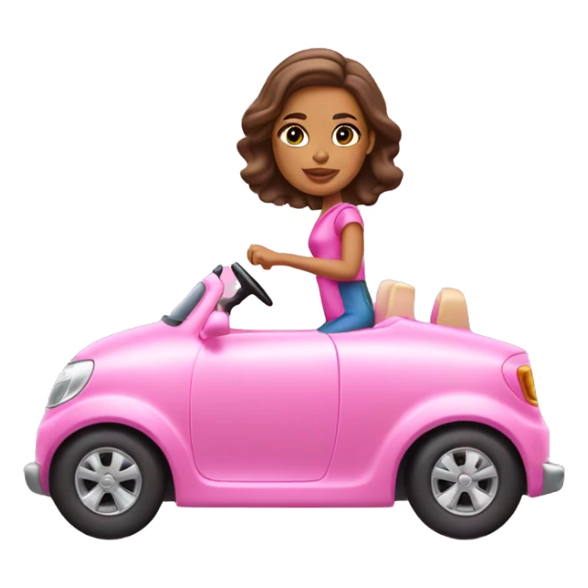 A light hispanic girl driving a pink barbie car sticker