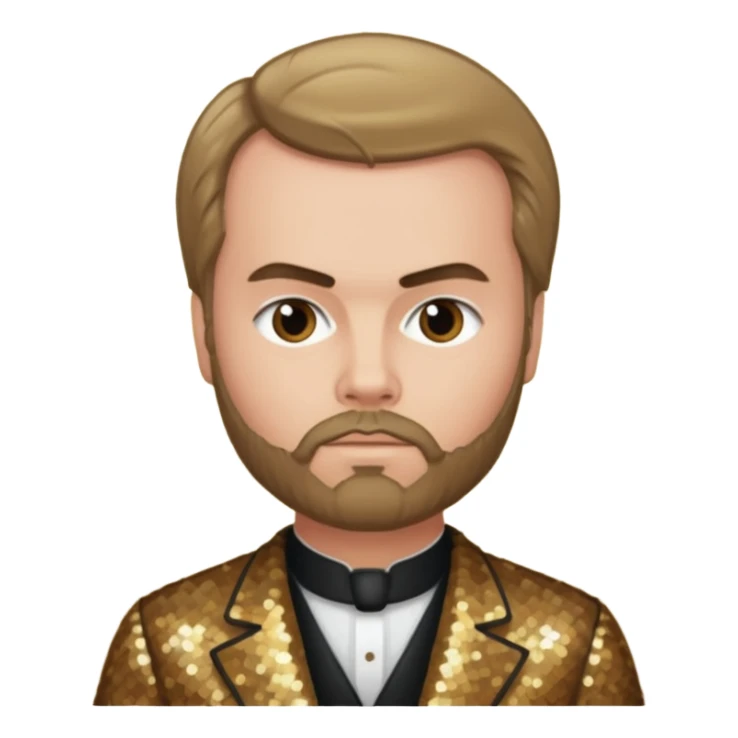 Paul Verlaine with dark blonde hair, bronze sequin outfit  sticker