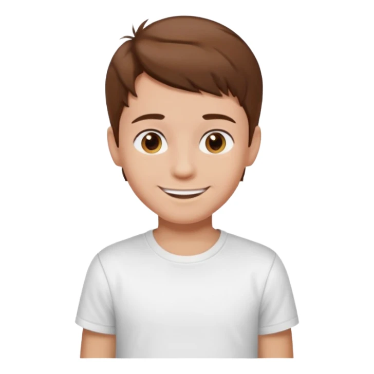 boy with brown hair in white T-shirt sticker