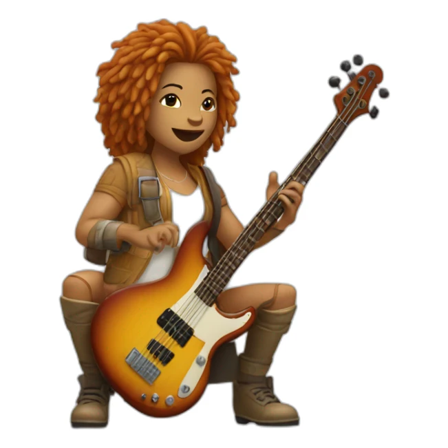 Leelou of thé 5th element playing basse guitar sticker