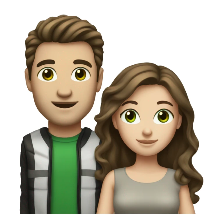 White couple dark brown hair green eyes sticker