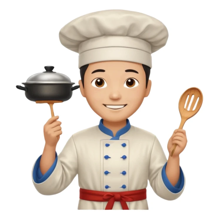 create emoji of a chinese man from 2000BC China cooking sticker