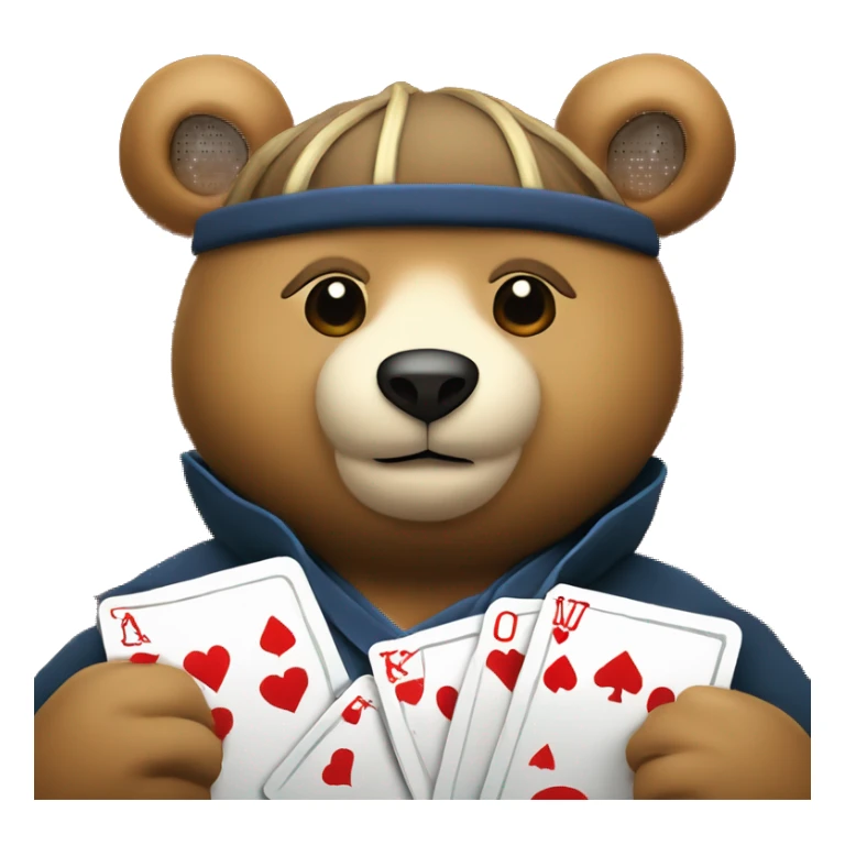 Samurai bear poker winner poker card flying in the air sticker