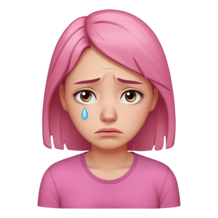 sad 30 year old woman pink shirt sticker