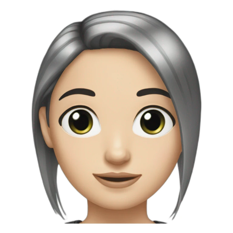 white girl long black straight hair sticker