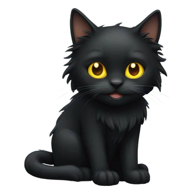 Long hair black cat with yellow eyes sticker
