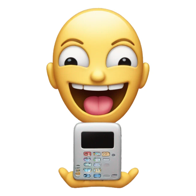 creepy blushing smiling emoji holding phone sticker