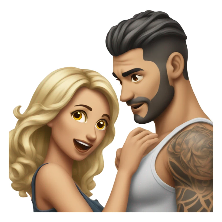 Hyper Realistic beautiful woman slapping a very handsome tattooed man sticker
