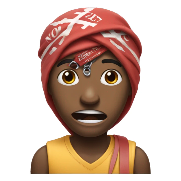 Scared face wearing a bandana that says “No Team Time Place” on it sticker