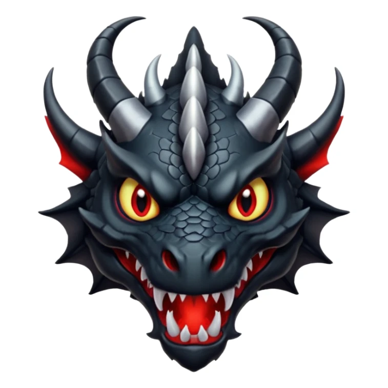 A terrifying black dragon with red brillants eyes, great black horns. sticker