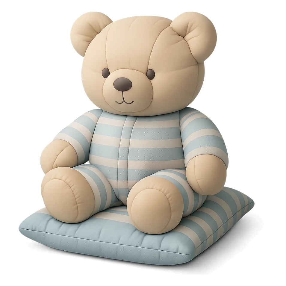 teddy bear in striped pajamas sitting on a pillow, cushion style sticker